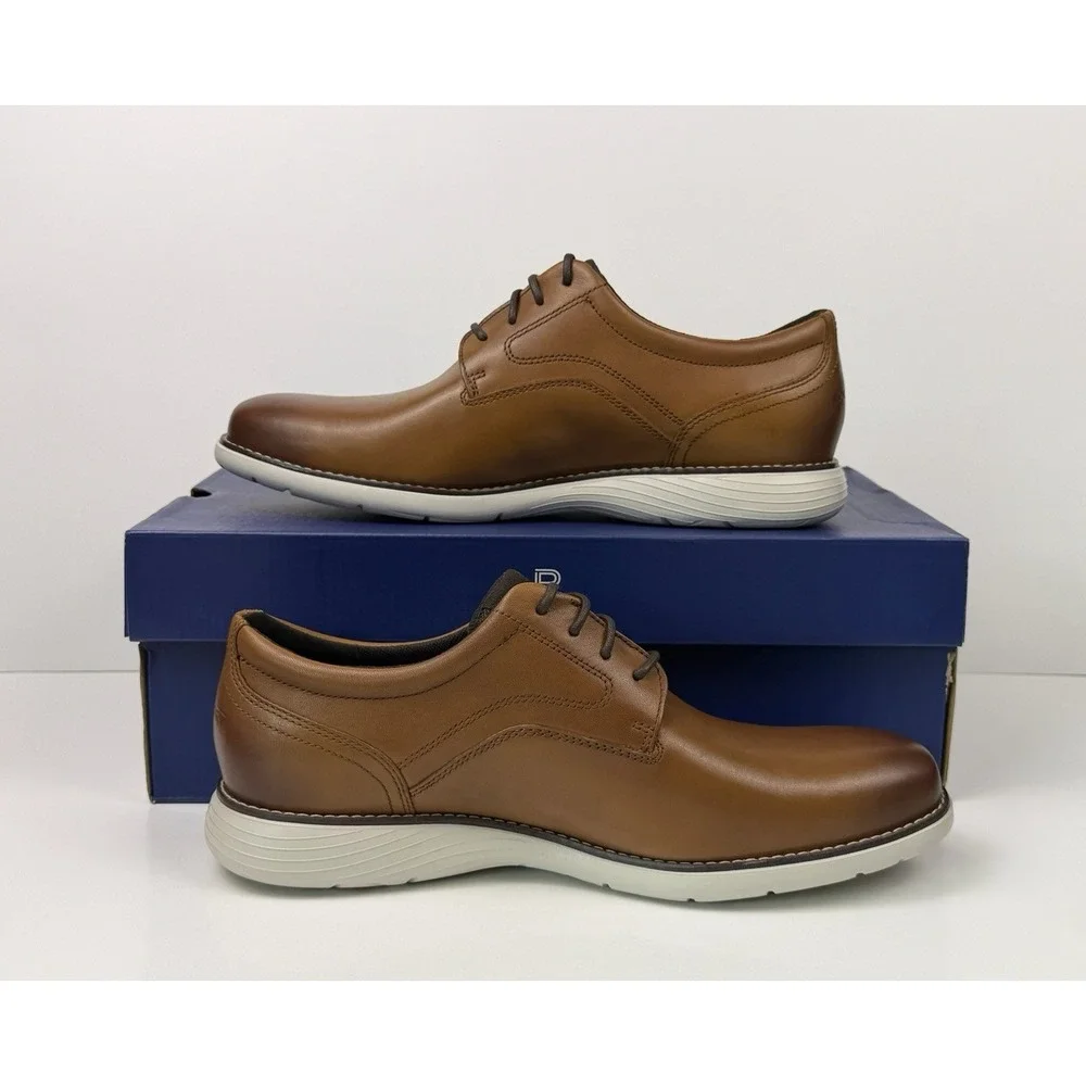 Rockport Garett Plain Toe Men's Size 10.5 Leather Brown Cognac CH4295